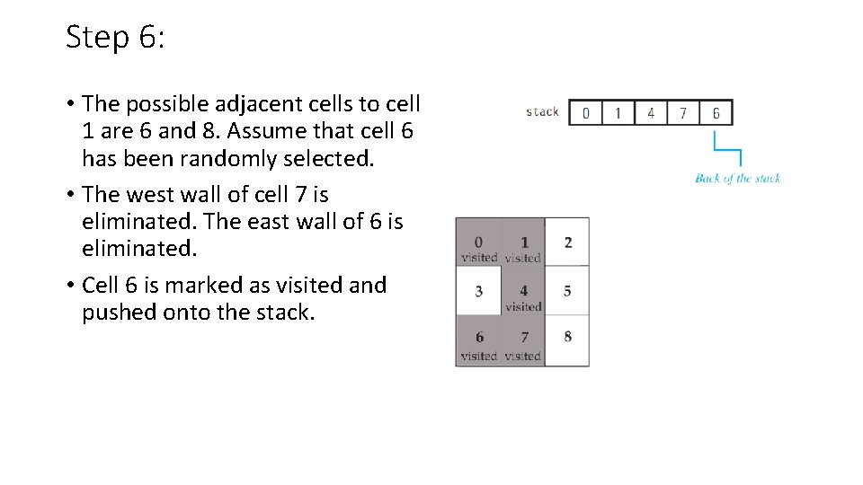 Step 6: • The possible adjacent cells to cell 1 are 6 and 8.