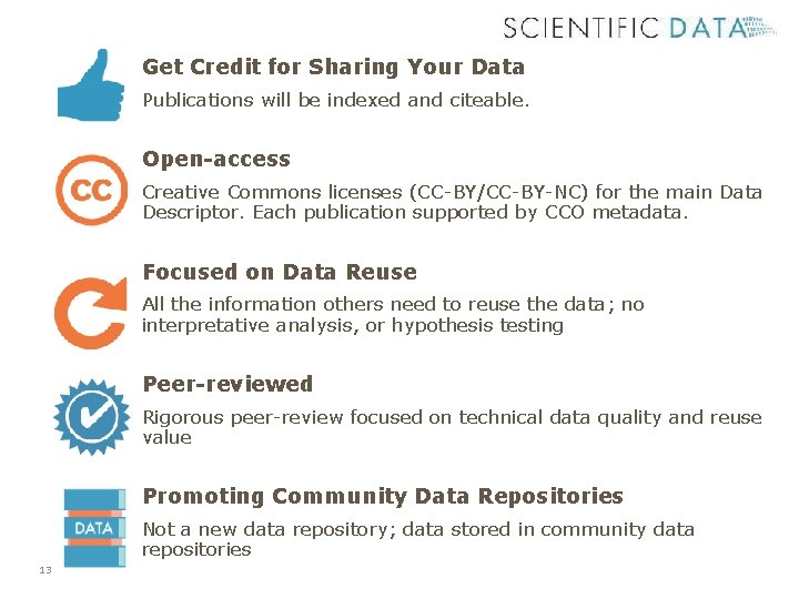 Get Credit for Sharing Your Data Publications will be indexed and citeable. Open-access Creative