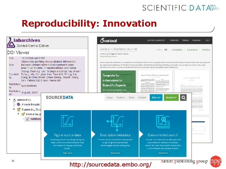 Reproducibility: Innovation 28 http: //sourcedata. embo. org/ 