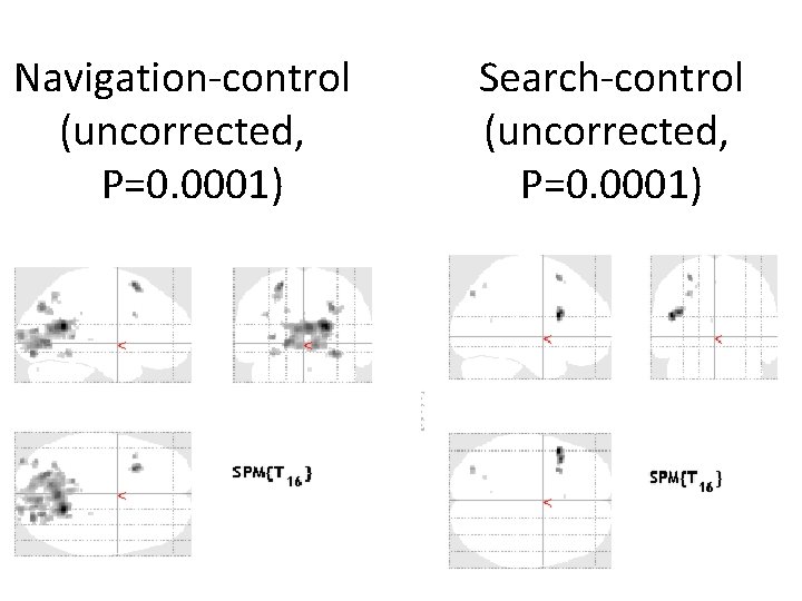 Navigation-control (uncorrected, P=0. 0001) Search-control (uncorrected, P=0. 0001) 