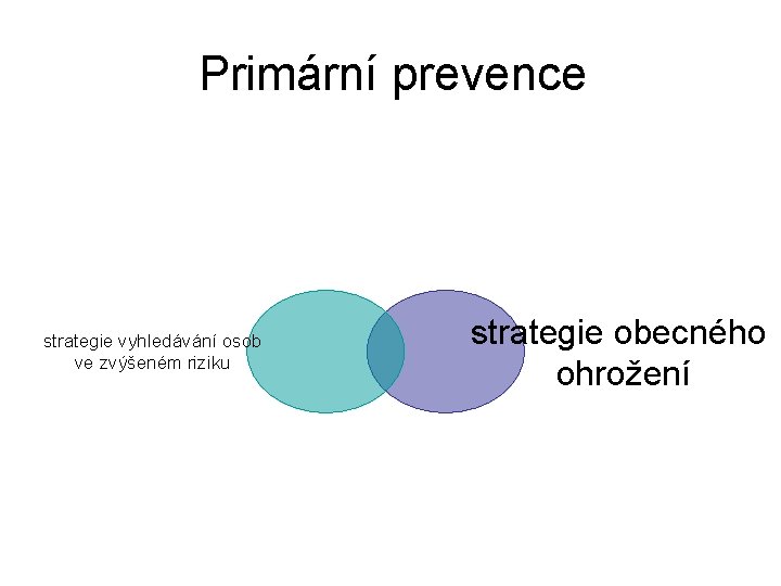 Primární prevence strategie vyhledávání osob ve zvýšeném riziku strategie obecného ohrožení 