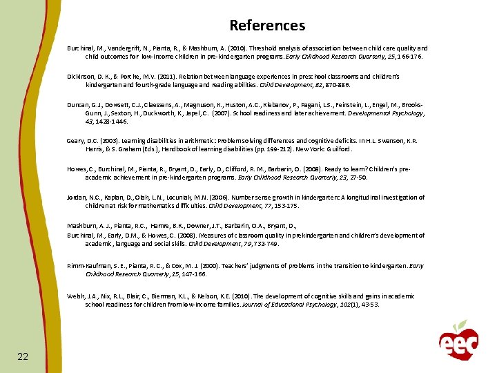 References Burchinal, M. , Vandergrift, N. , Pianta, R. , & Mashburn, A. (2010).
