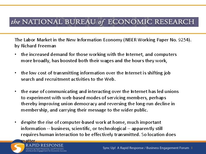 The Labor Market in the New Information Economy (NBER Working Paper No. 9254). by