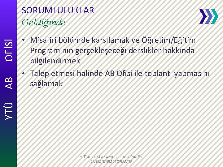  • Misafiri bölümde karşılamak ve Öğretim/Eğitim Programının gerçekleşeceği derslikler hakkında bilgilendirmek • Talep