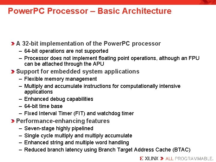 Power. PC Processor – Basic Architecture A 32 -bit implementation of the Power. PC