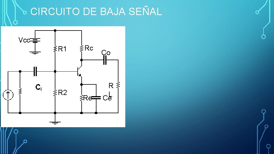 CIRCUITO DE BAJA SEÑAL Vcc R 1 R 2 Rc Re Co R L