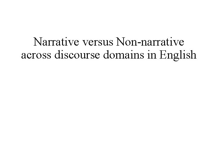 Narrative versus Non narrative across discourse domains in English 