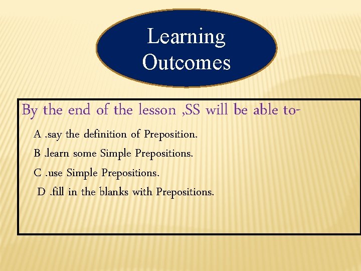 Learning Outcomes By the end of the lesson , SS will be able to.