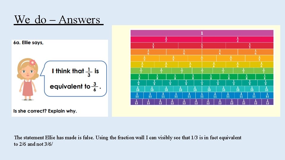 We do – Answers The statement Ellie has made is false. Using the fraction
