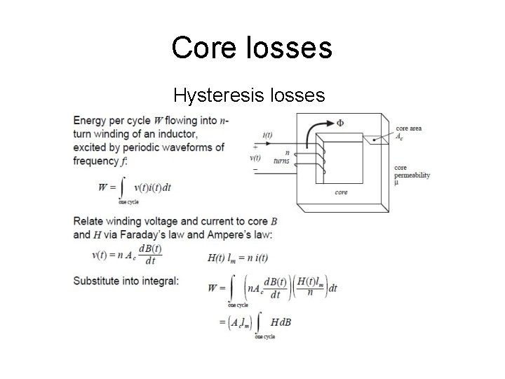 Core losses Hysteresis losses 
