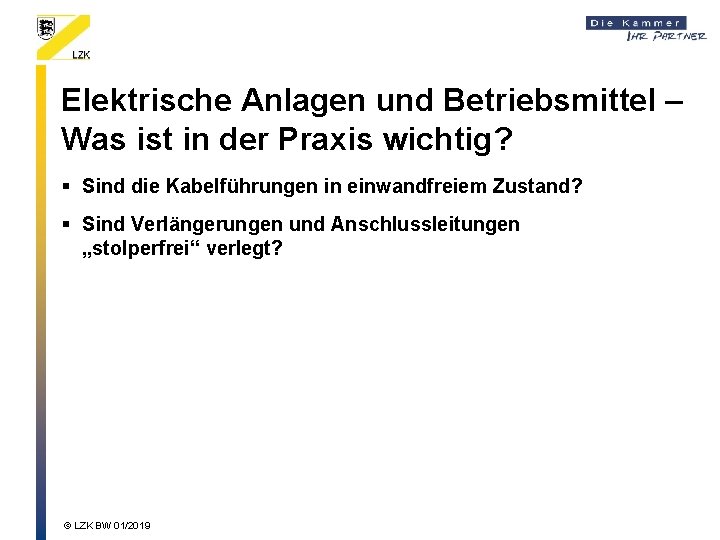 Elektrische Anlagen und Betriebsmittel – Was ist in der Praxis wichtig? § Sind die