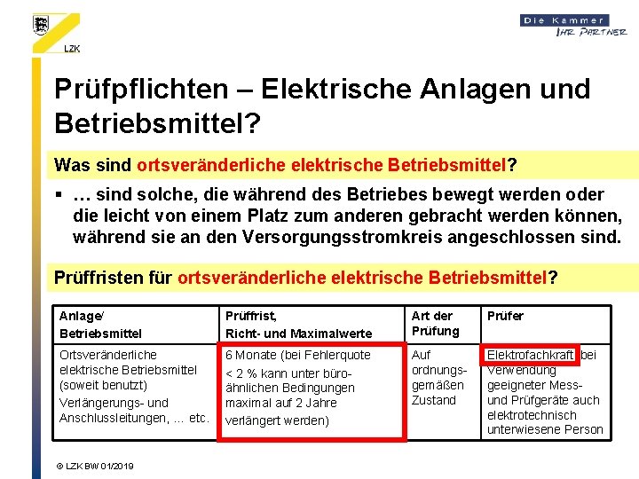 Prüfpflichten – Elektrische Anlagen und Betriebsmittel? Was sind ortsveränderliche elektrische Betriebsmittel? § … sind