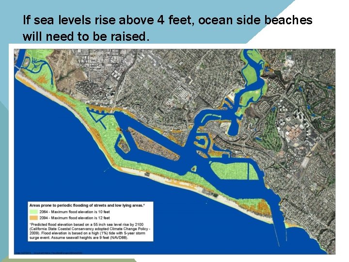 If sea levels rise above 4 feet, ocean side beaches will need to be