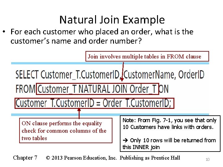 Natural Join Example • For each customer who placed an order, what is the