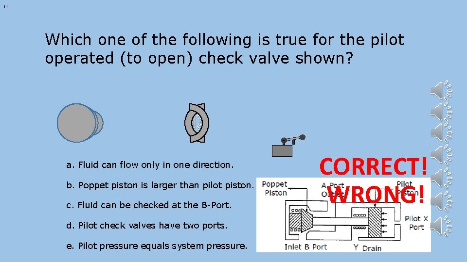 11 Which one of the following is true for the pilot operated (to open)