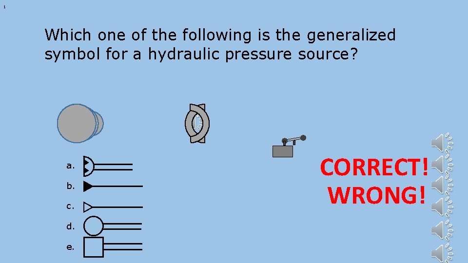 1 Which one of the following is the generalized symbol for a hydraulic pressure