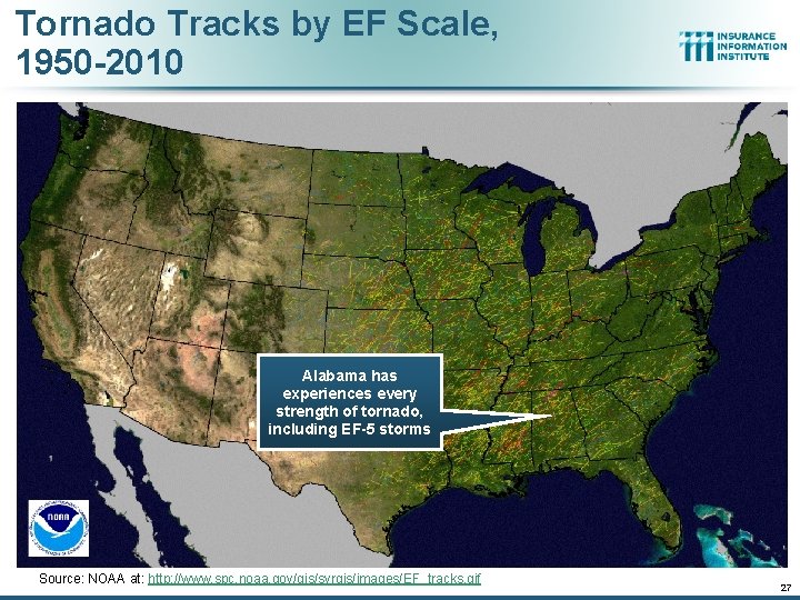 Tornado Tracks by EF Scale, 1950 -2010 Alabama has experiences every strength of tornado,