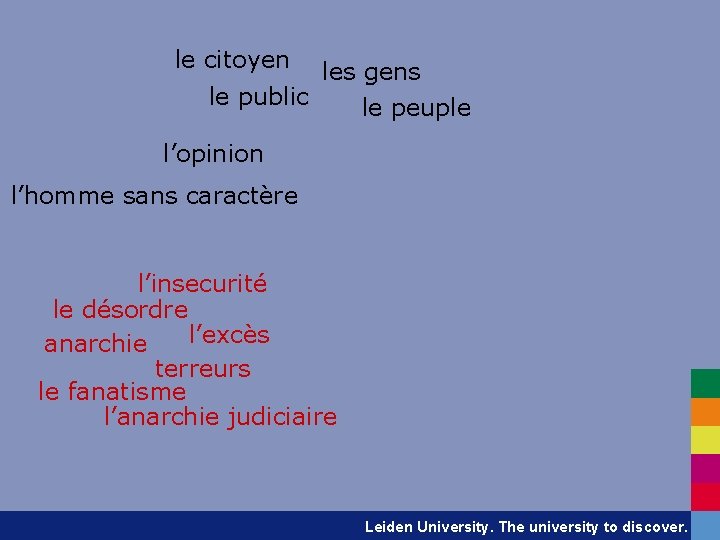 le citoyen le public les gens le peuple l’opinion l’homme sans caractère l’insecurité le