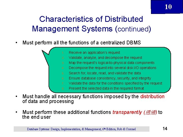 10 Characteristics of Distributed Management Systems (continued) • Must perform all the functions of 10 Characteristics of Distributed Management Systems (continued) • Must perform all the functions of