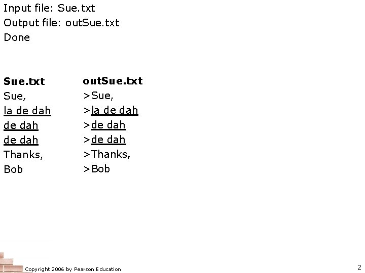 Input file: Sue. txt Output file: out. Sue. txt Done Sue. txt Sue, la