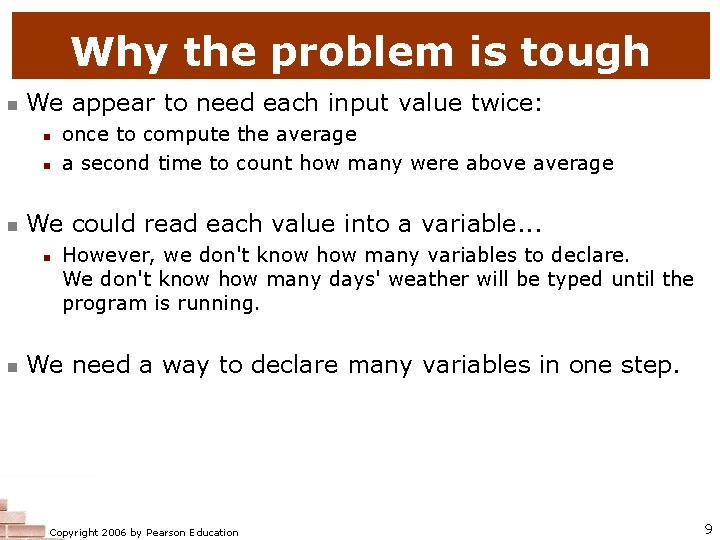 Why the problem is tough n We appear to need each input value twice: