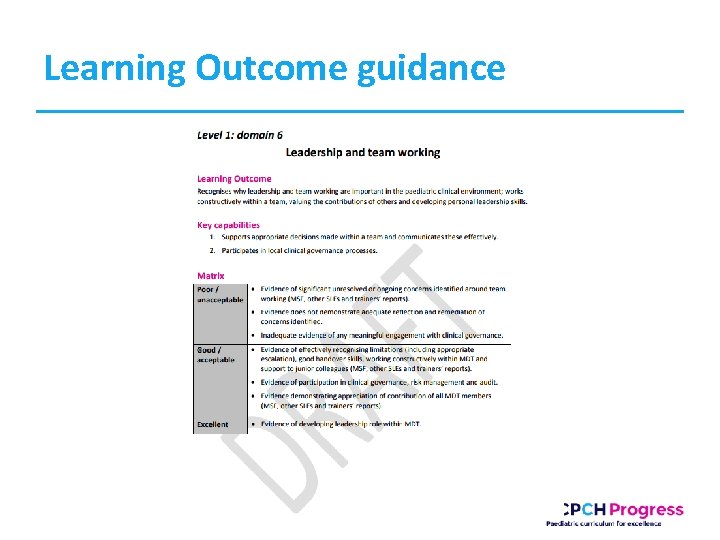Learning Outcome guidance 