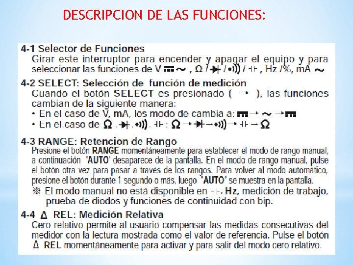 DESCRIPCION DE LAS FUNCIONES: 10/09/2021 