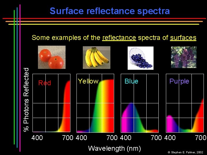 Surface reflectance spectra % Photons Reflected Some examples of the reflectance spectra of surfaces