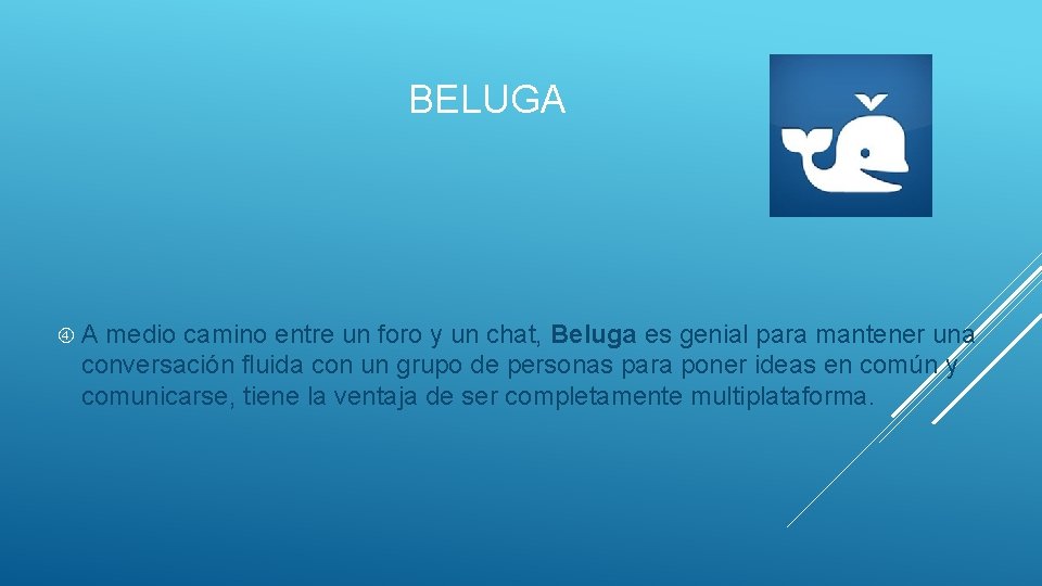 BELUGA A medio camino entre un foro y un chat, Beluga es genial para