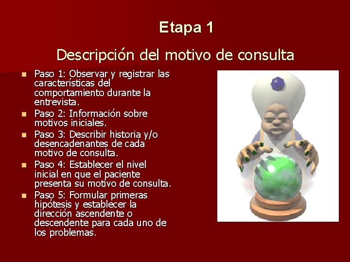 Etapa 1 Descripción del motivo de consulta n n n Paso 1: Observar y