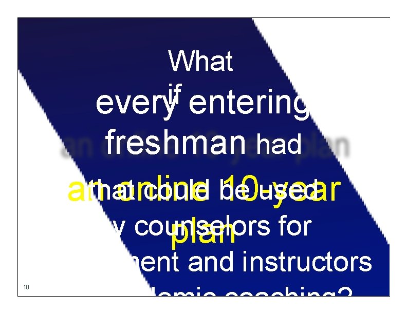 What if every entering freshman had that could be used an online 10 -year
