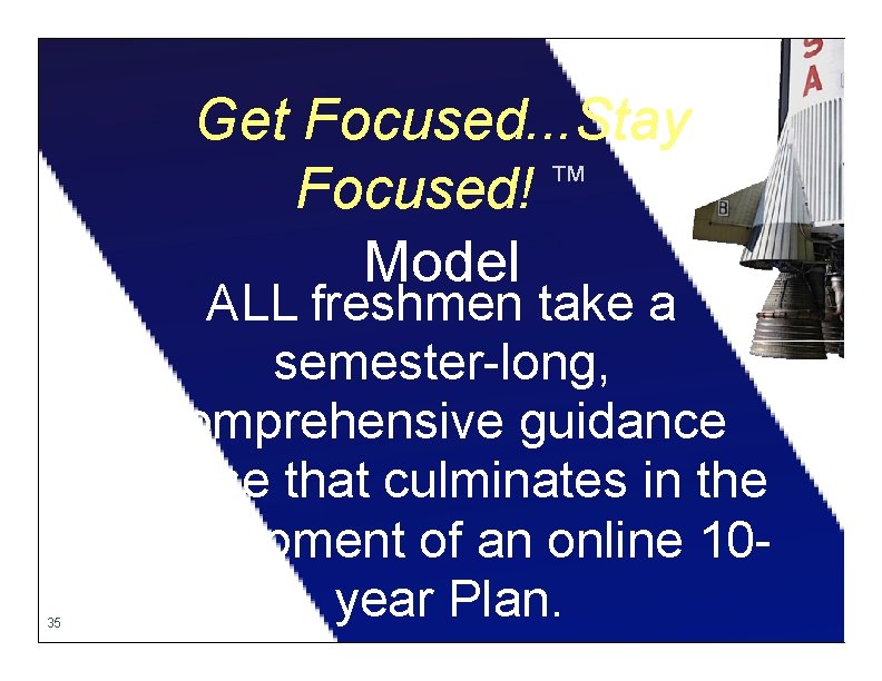 Get Focused. . . Stay Focused! ™ Model 35 ALL freshmen take a semester-long,