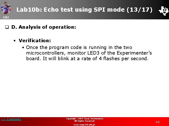 Lab 10 b: Echo test using SPI mode (13/17) UBI q D. Analysis of