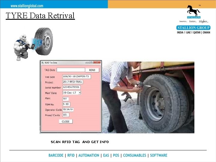 TYRE Data Retrival SCAN RFID TAG AND GET INFO 