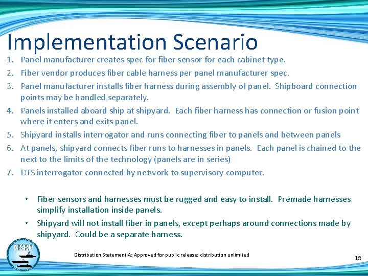 Implementation Scenario 1. Panel manufacturer creates spec for fiber sensor for each cabinet type.