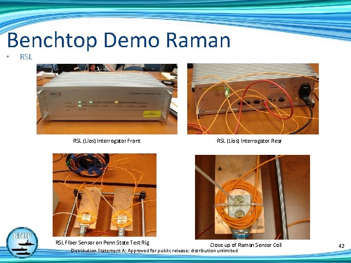 Benchtop Demo Raman • RSL (Lios) Interrogator Front RSL Fiber Sensor on Penn State