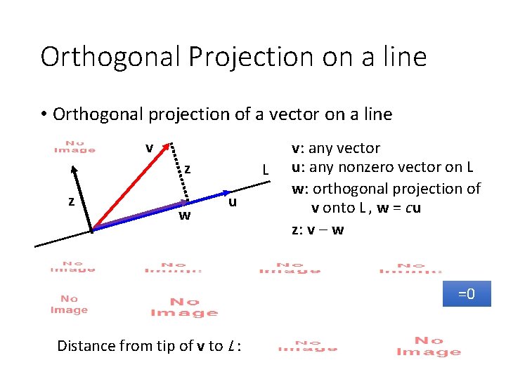 Orthogonal Projection on a line • Orthogonal projection of a vector on a line