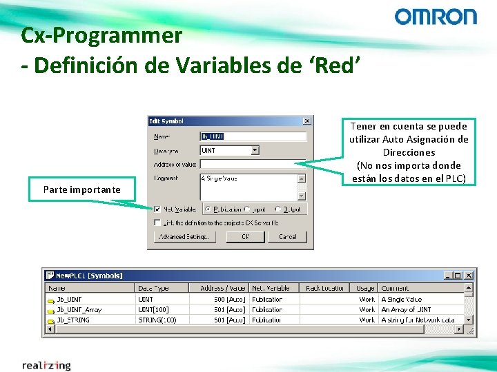 Cx-Programmer - Definición de Variables de ‘Red’ Parte importante Tener en cuenta se puede