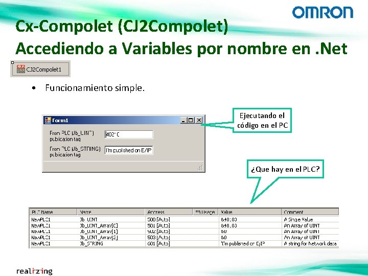 Cx-Compolet (CJ 2 Compolet) Accediendo a Variables por nombre en. Net • Funcionamiento simple.