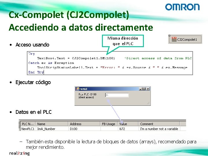 Cx-Compolet (CJ 2 Compolet) Accediendo a datos directamente • Acceso usando Misma dirección que