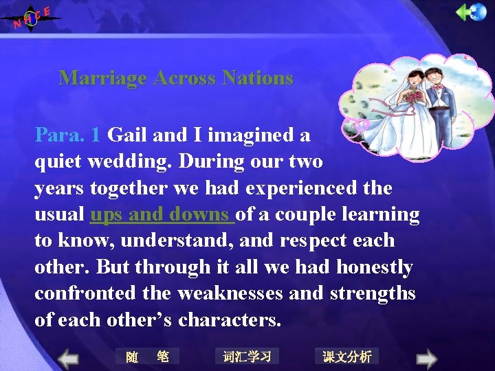 N E C H Marriage Across Nations Para. 1 Gail and I imagined a N E C H Marriage Across Nations Para. 1 Gail and I imagined a