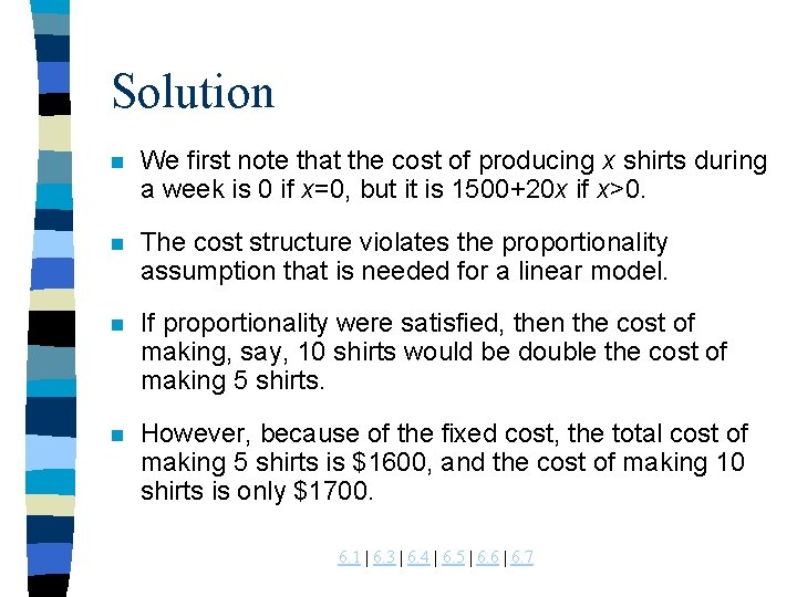 Solution n We first note that the cost of producing x shirts during a Solution n We first note that the cost of producing x shirts during a