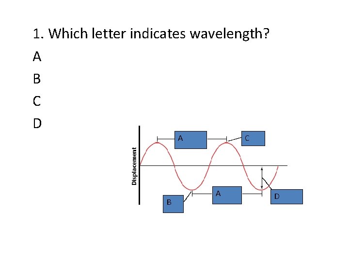 1. Which letter indicates wavelength? A B C D AA B C A D