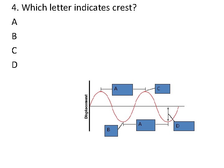 4. Which letter indicates crest? A B C D AA B C A D