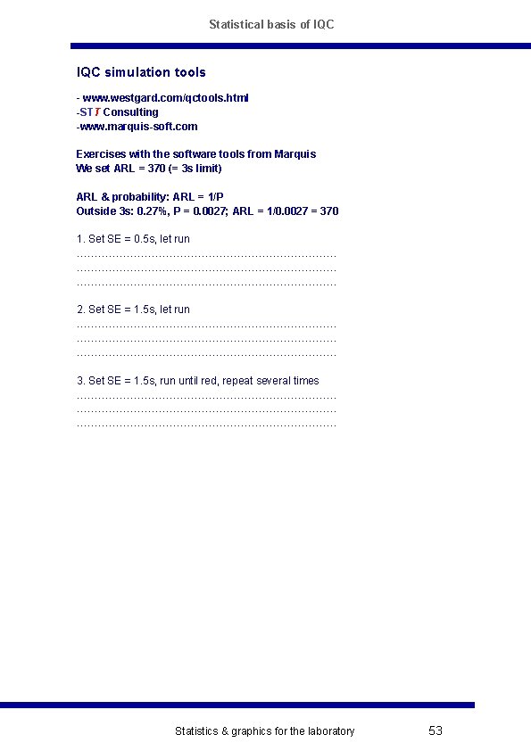Statistical basis of IQC simulation tools - www. westgard. com/qctools. html -STT Consulting -www.