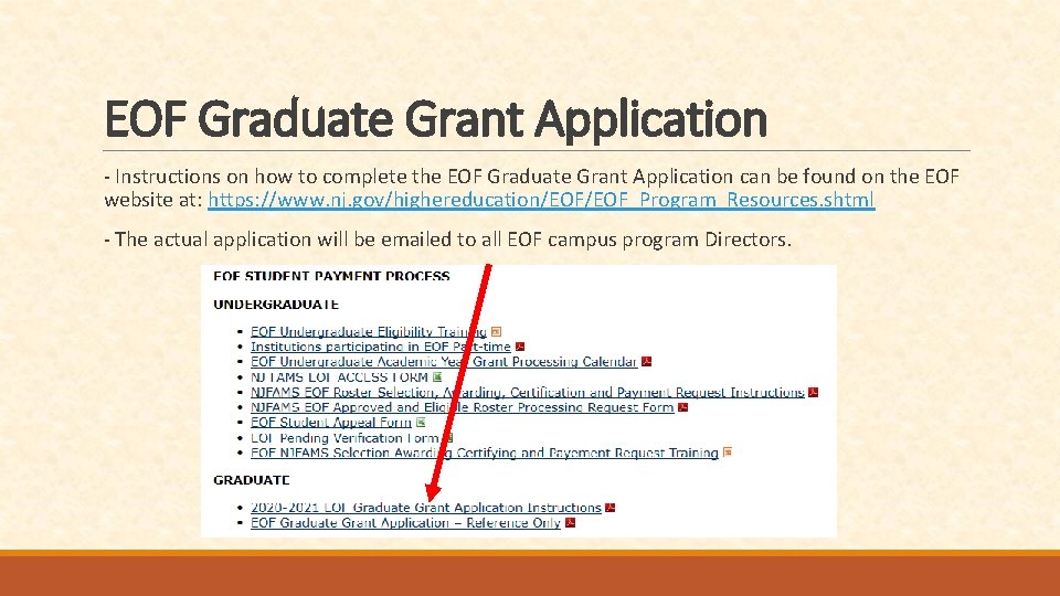 EOF Graduate Grant Application - Instructions on how to complete the EOF Graduate Grant