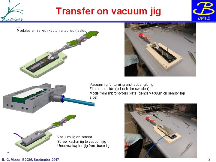Transfer on vacuum jig Modules arrive with kapton attached (tested) Vacuum jig for turning