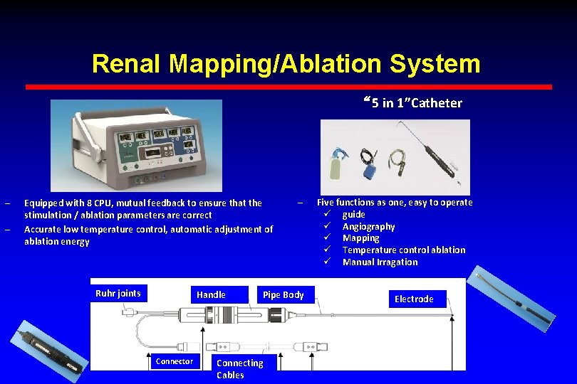 Renal Mapping/Ablation System “ 5 in 1”Catheter ‒ ‒ Equipped with 8 CPU, mutual Renal Mapping/Ablation System “ 5 in 1”Catheter ‒ ‒ Equipped with 8 CPU, mutual
