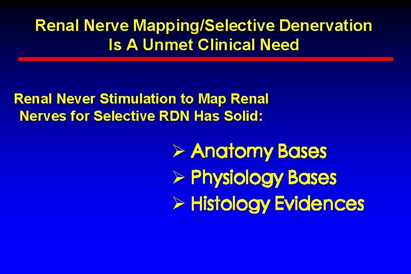 Renal Nerve Mapping/Selective Denervation Is A Unmet Clinical Need Renal Never Stimulation to Map Renal Nerve Mapping/Selective Denervation Is A Unmet Clinical Need Renal Never Stimulation to Map