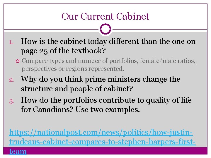 Our Current Cabinet How is the cabinet today different than the on page 25